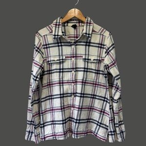Patagonia Womens 10 Flannel/Plaid Button Down Shirt - Cream, Navy, Burgundy